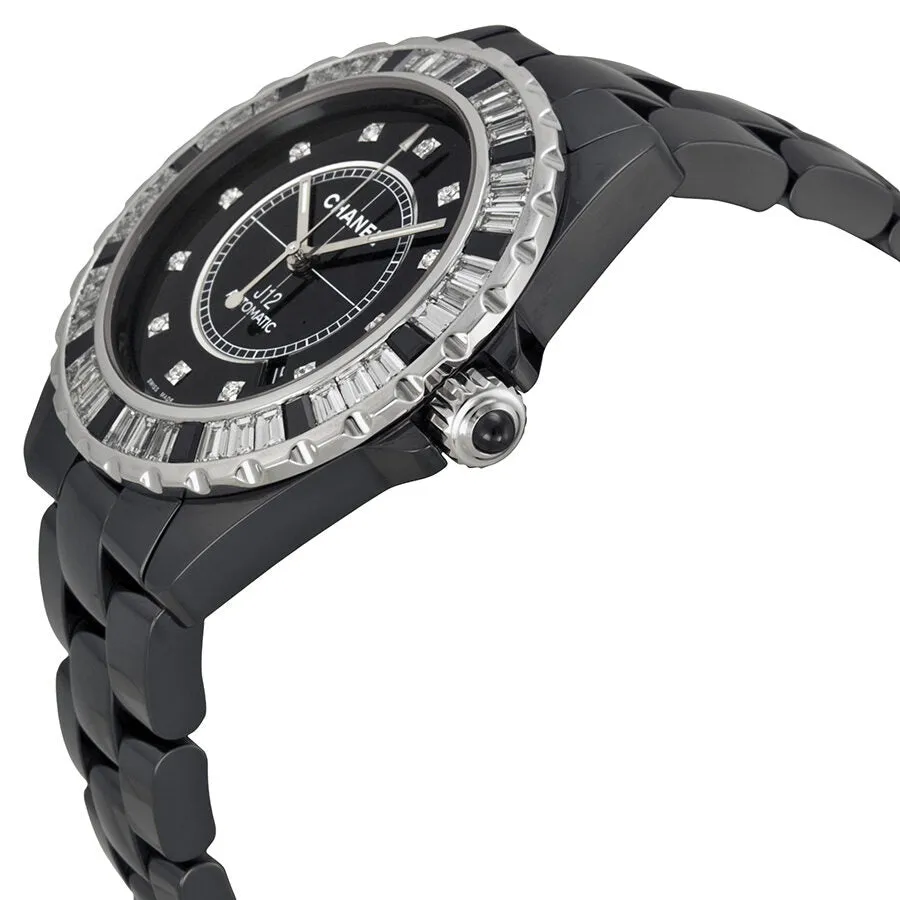 Chanel J12 Automatic Black Diamond Dial Black Ceramic Men's Watch H2024