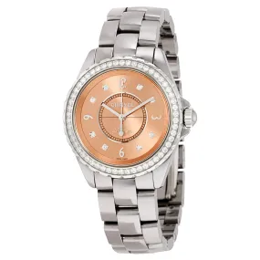 Chanel J12 Chromatic Diamond Pink Dial Titanium Ceramic Ladies Watch H2564