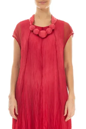 Chunky Raspberry Silk Bead Necklace