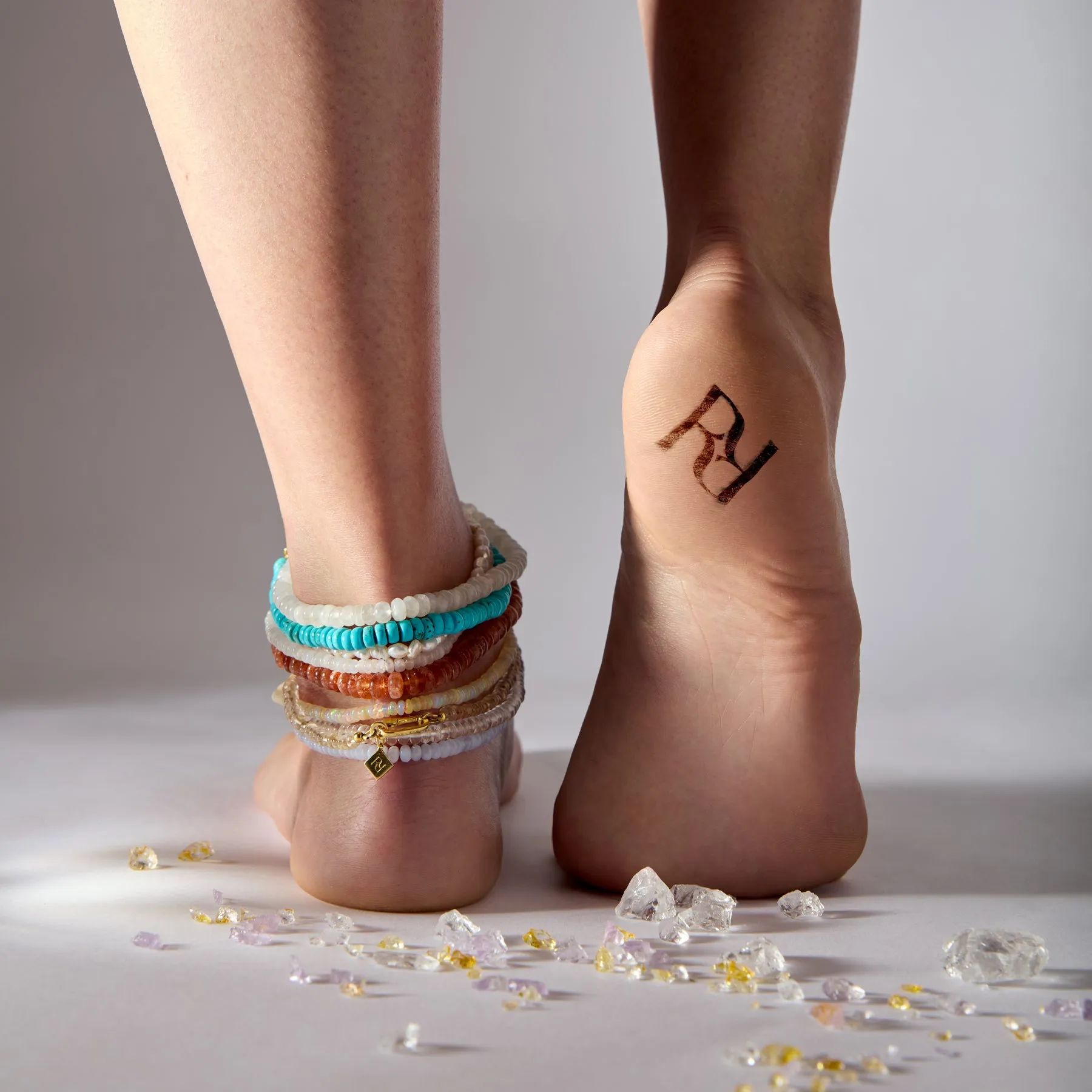 CLEAR QUARTZ CANDY BEADS ANKLET