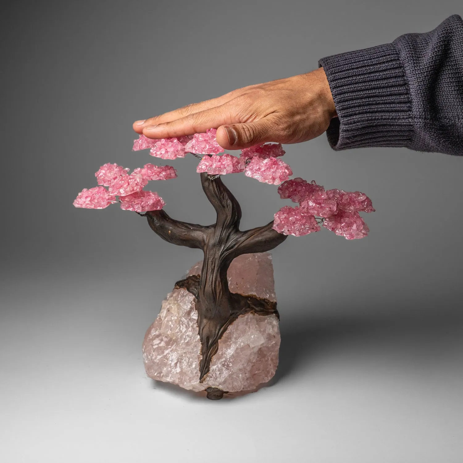 Custom - Genuine Rose Quartz Clustered Gemstone Tree on Rose Quartz Matrix (Unconditional Love Tree)