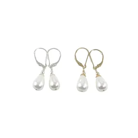 Dainty Teardrop Pearl Earrings, Gold | Silver Teardrop Pearl Earrings | Jewelry By Tali