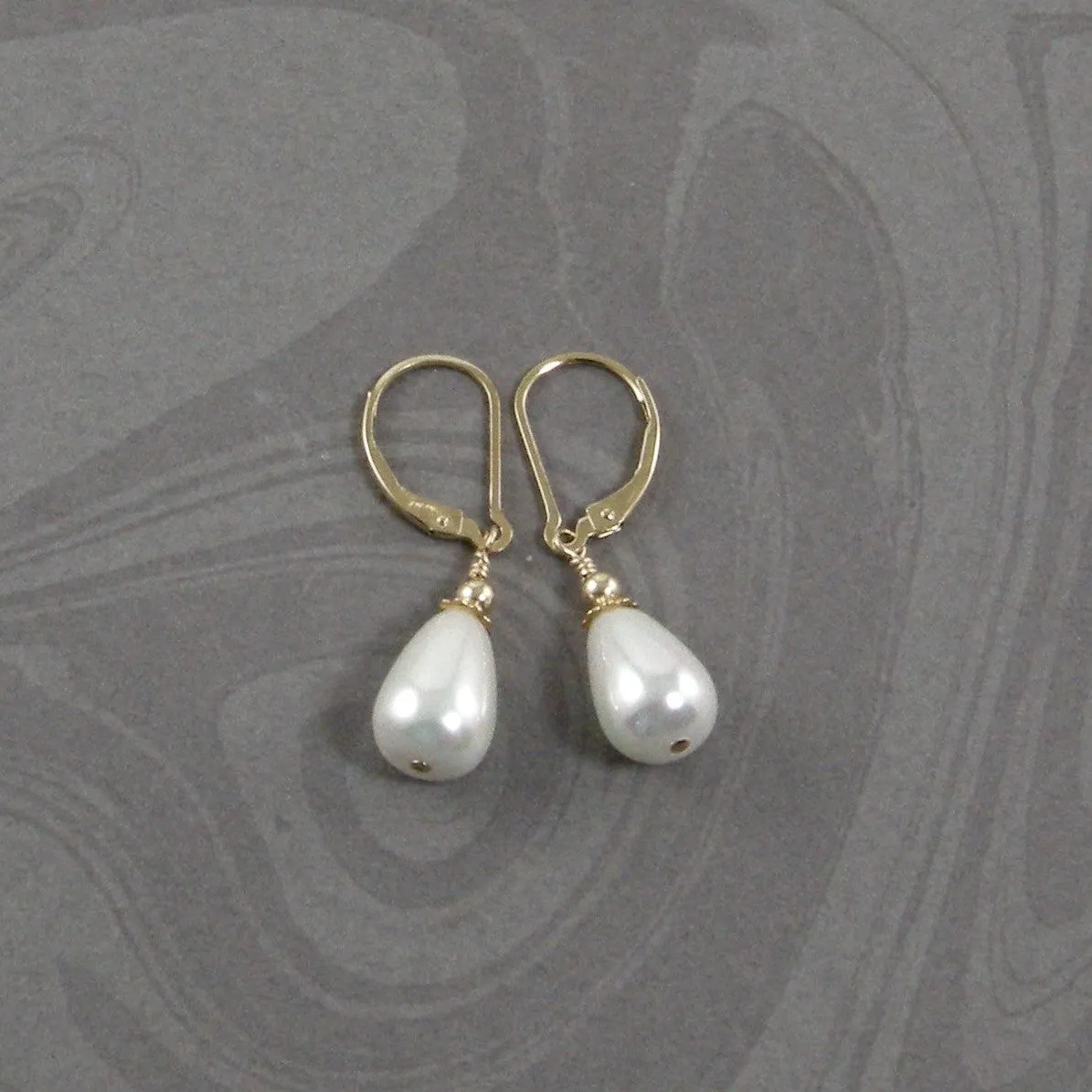 Dainty Teardrop Pearl Earrings, Gold | Silver Teardrop Pearl Earrings | Jewelry By Tali