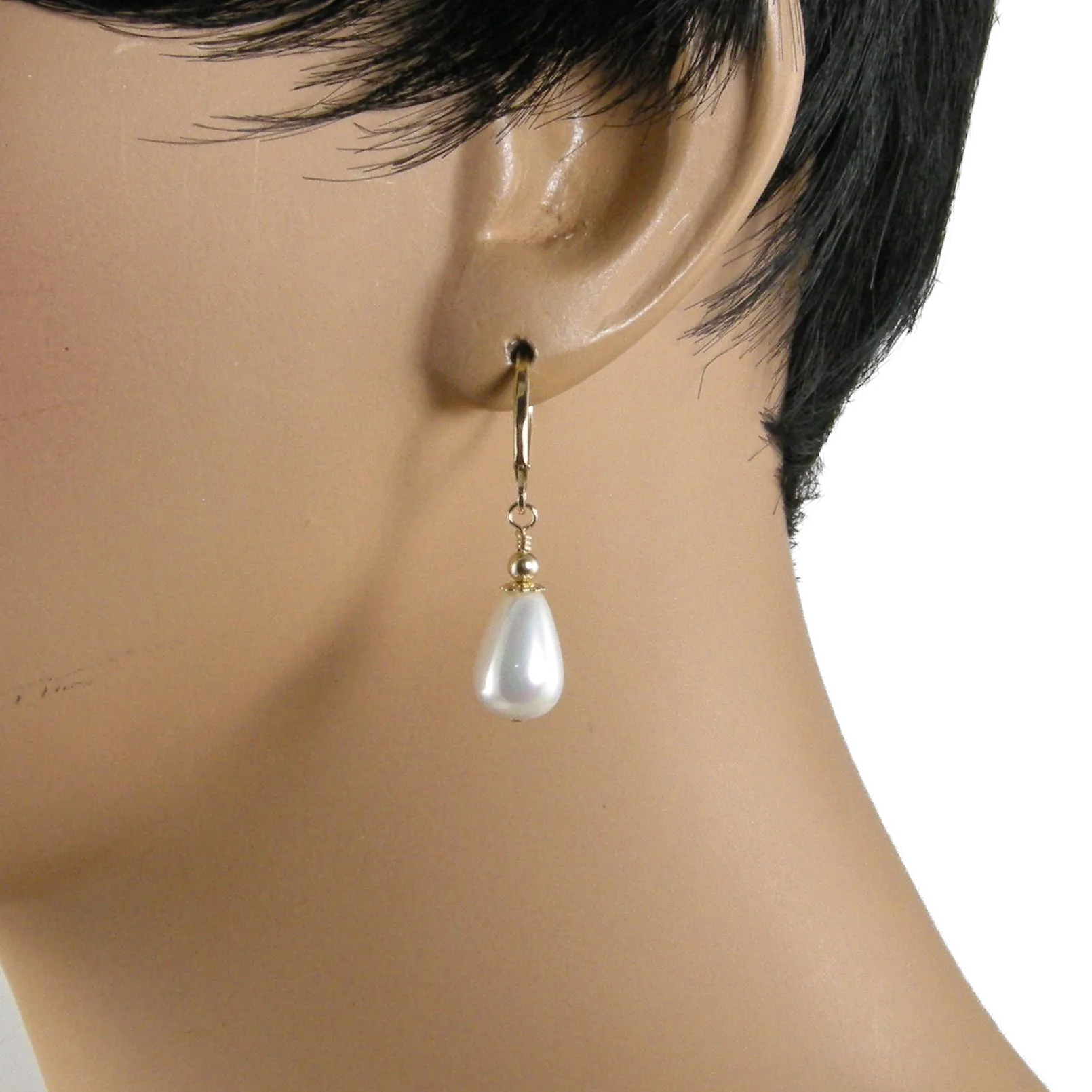 Dainty Teardrop Pearl Earrings, Gold | Silver Teardrop Pearl Earrings | Jewelry By Tali