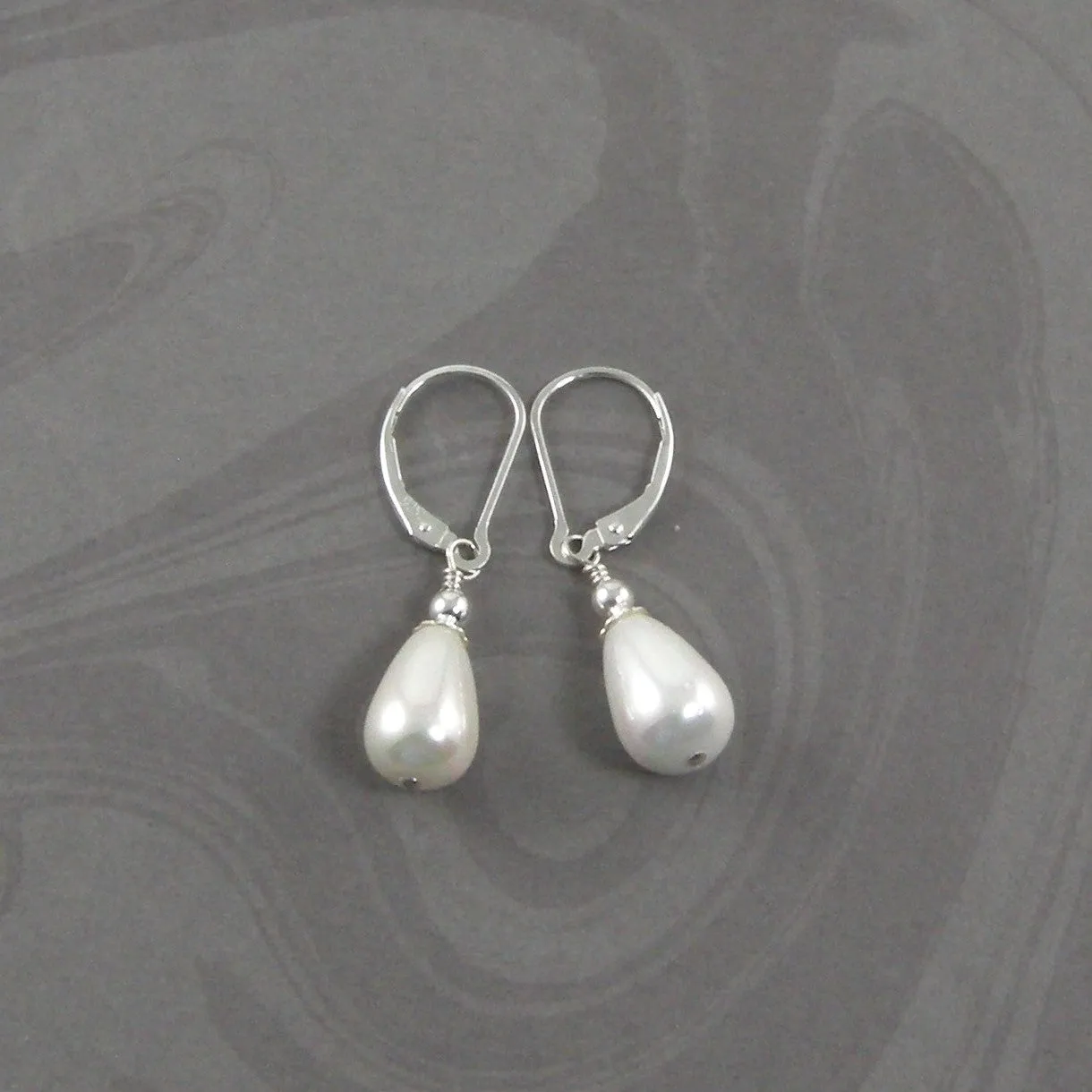 Dainty Teardrop Pearl Earrings, Gold | Silver Teardrop Pearl Earrings | Jewelry By Tali