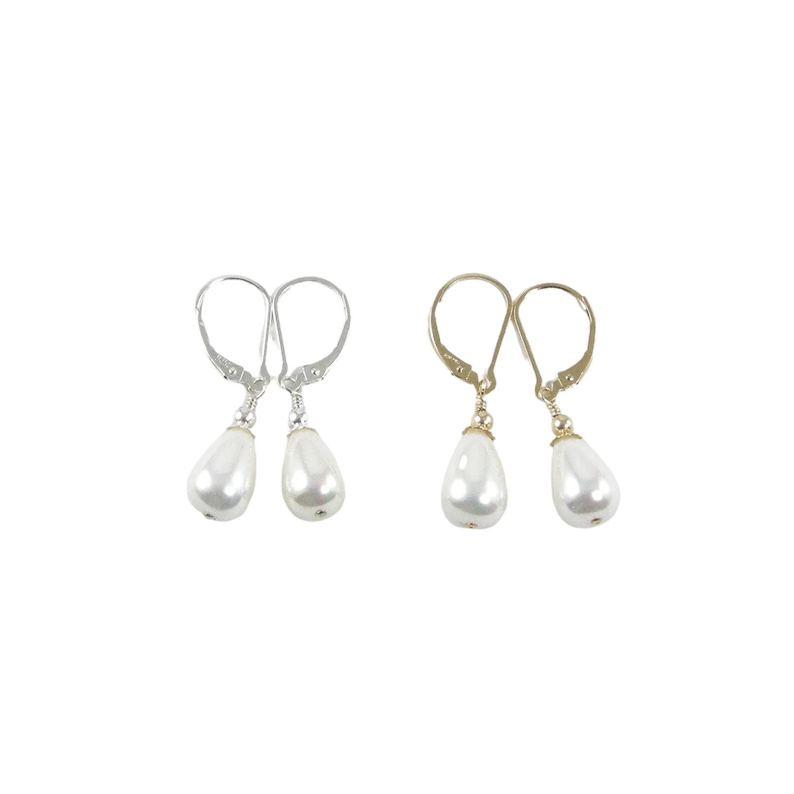 Dainty Teardrop Pearl Earrings, Gold | Silver Teardrop Pearl Earrings | Jewelry By Tali