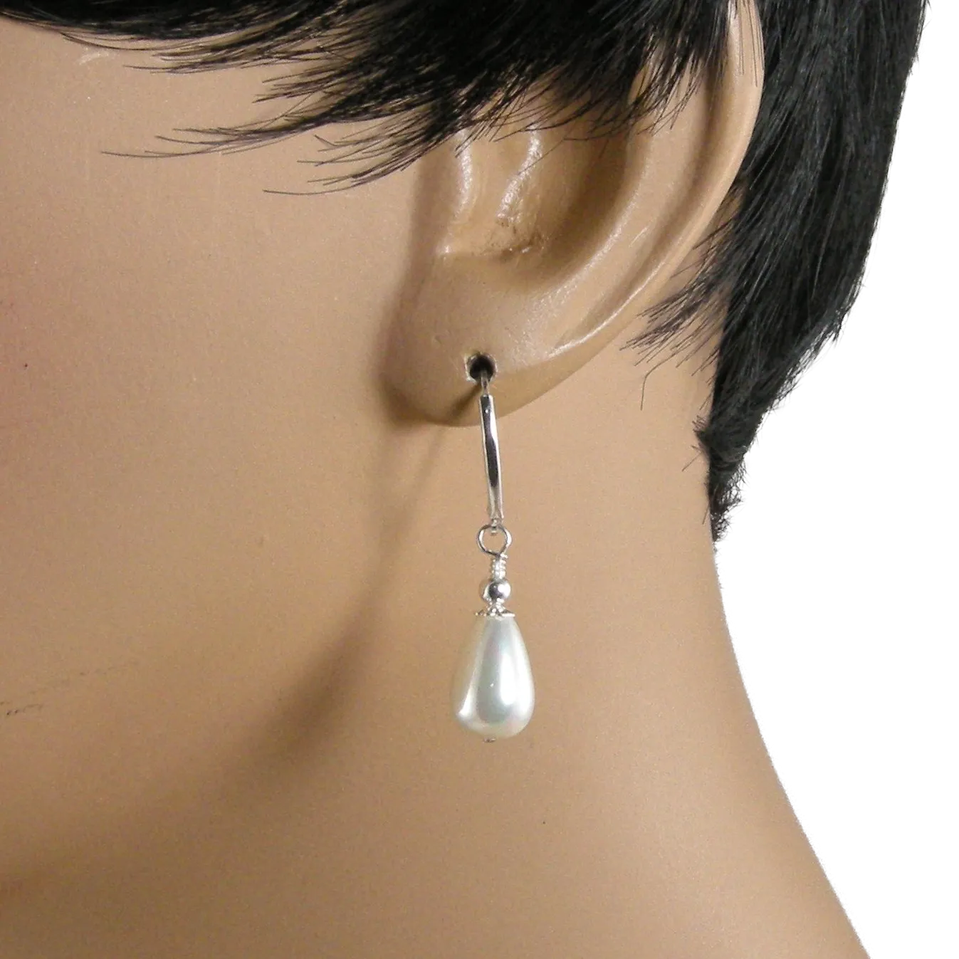 Dainty Teardrop Pearl Earrings, Gold | Silver Teardrop Pearl Earrings | Jewelry By Tali
