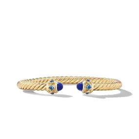 David Yurman Renaissance Bracelet in 18K Yellow Gold with Lapis and Hampton Blue Topaz | Medium