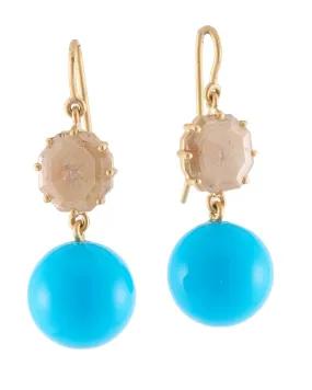 Diamond Turquoise Bulb Earrings
