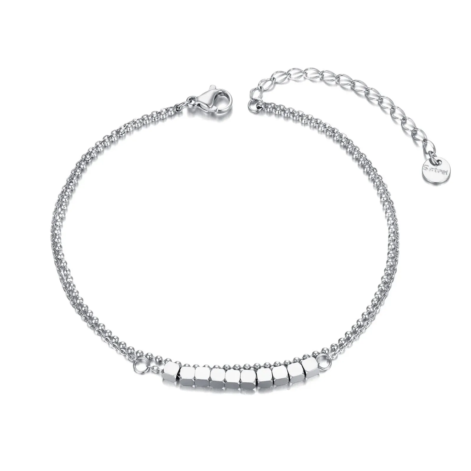 Double Layer Geometric Square Charm Anklets For Women