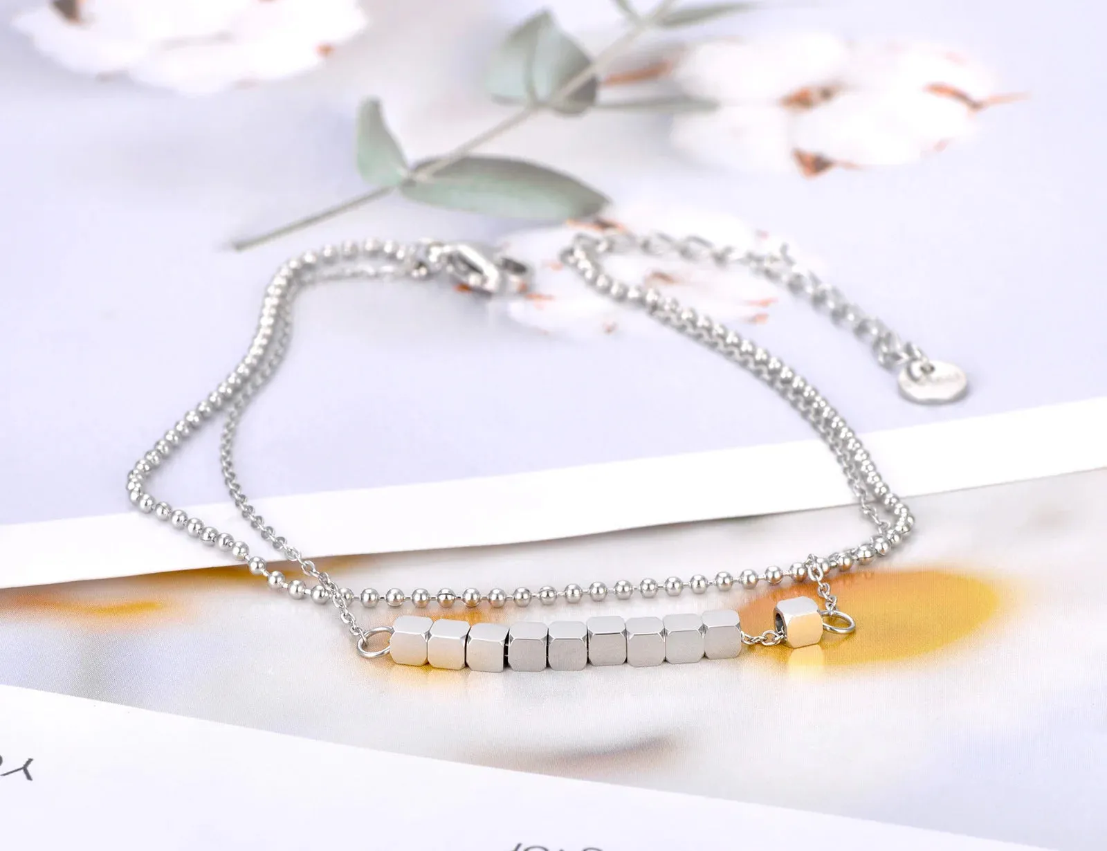 Double Layer Geometric Square Charm Anklets For Women