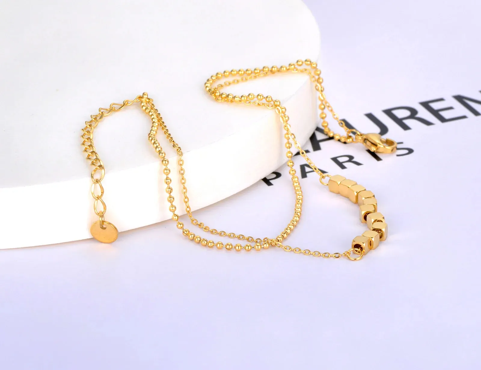 Double Layer Geometric Square Charm Anklets For Women