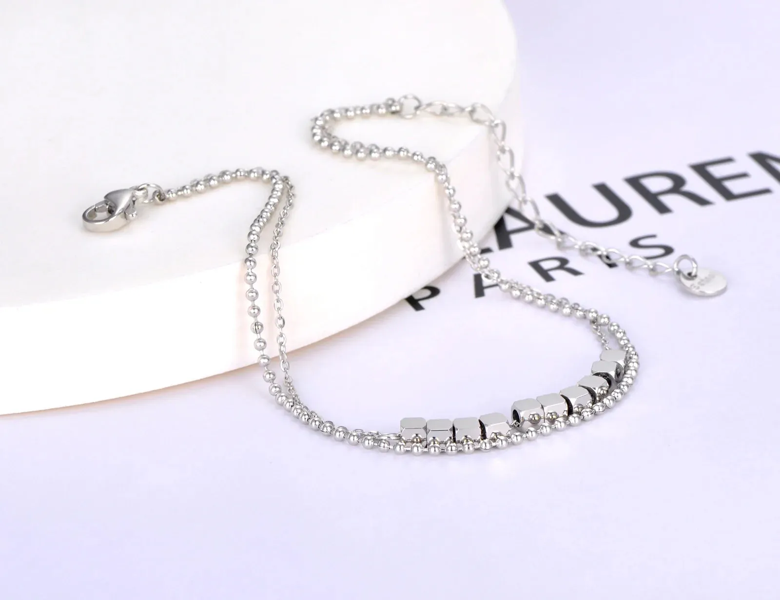 Double Layer Geometric Square Charm Anklets For Women