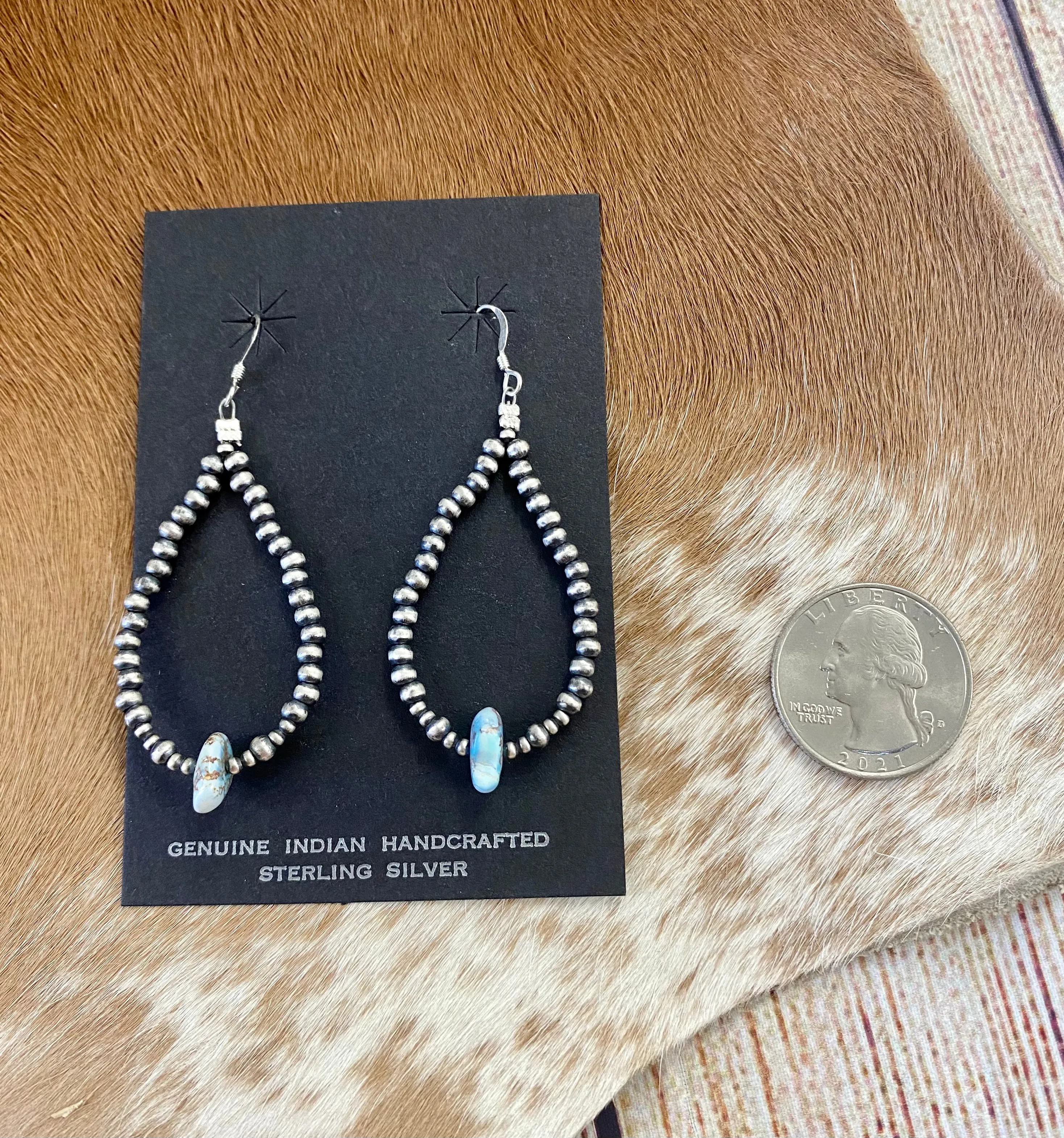 Dry Creek Turquoise Navajo Pearl Teardrop Earrings