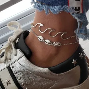 Fashion Vintage Ankle Bracelets For Man Double Layer Shell Foot Jewelry
