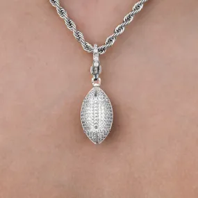 Football Clip On Pendant in White Gold