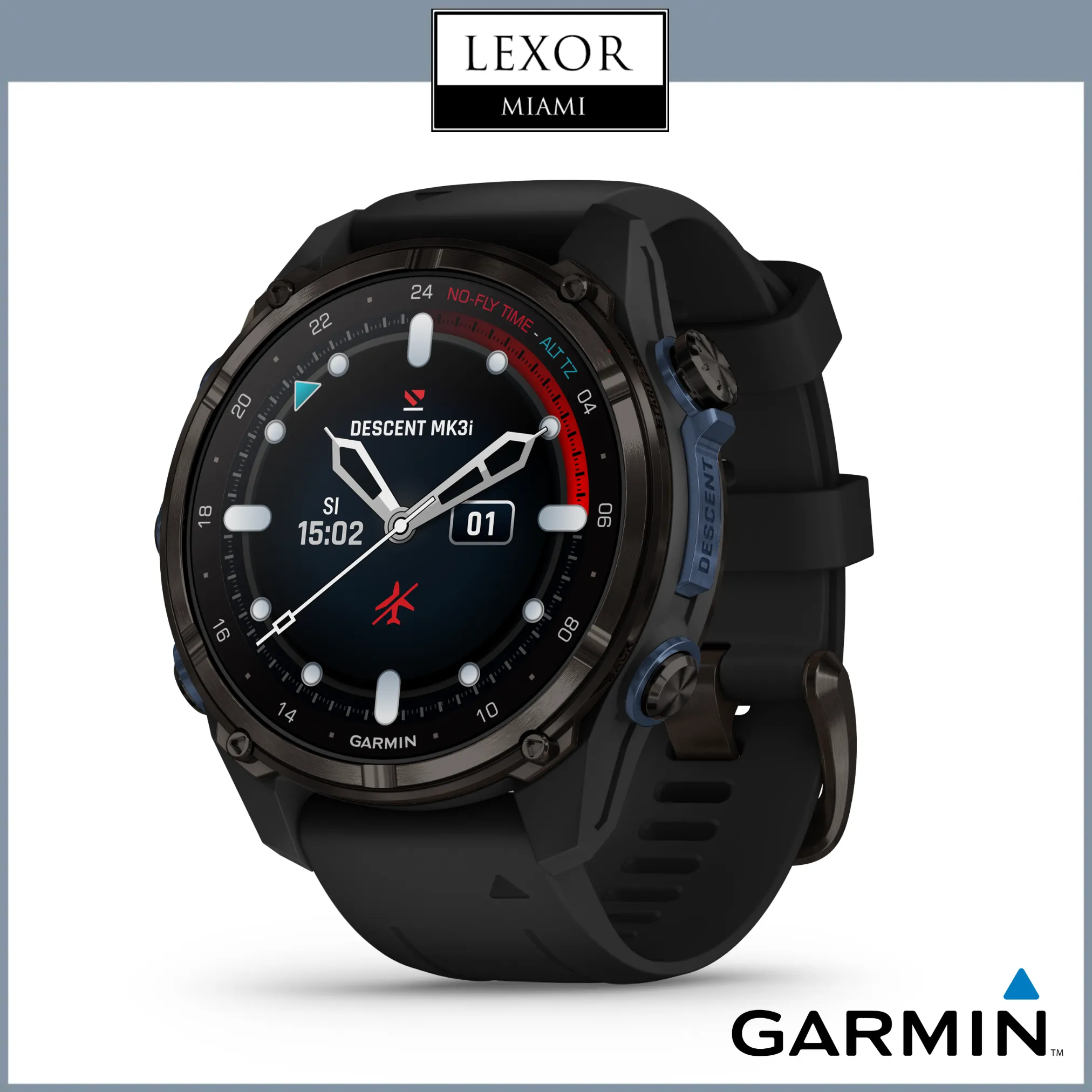 Garmin Descent™ Mk3i – 43 mm, Carbon Gray DLC Titanium with Black Silicone Band 010-02753-10 Watches UPC  753759333058