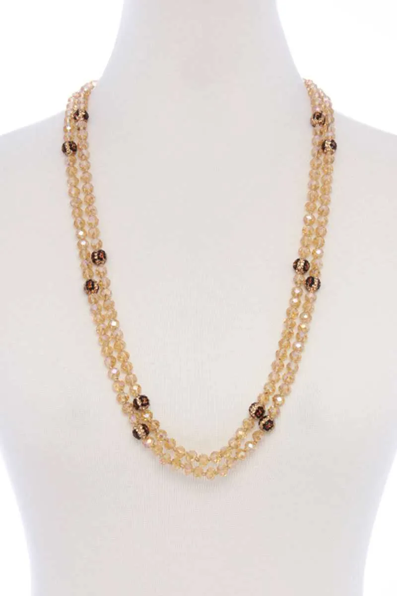 Glass Bead 2 Layered Long Necklace