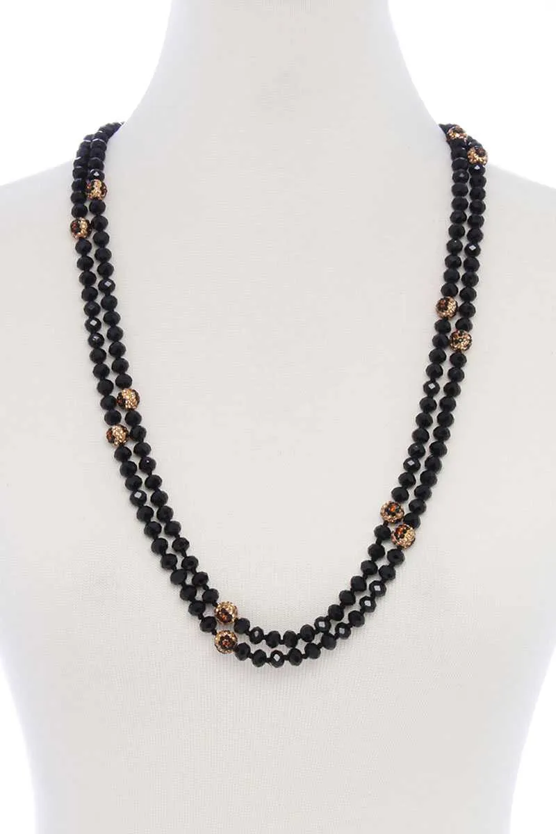 Glass Bead 2 Layered Long Necklace