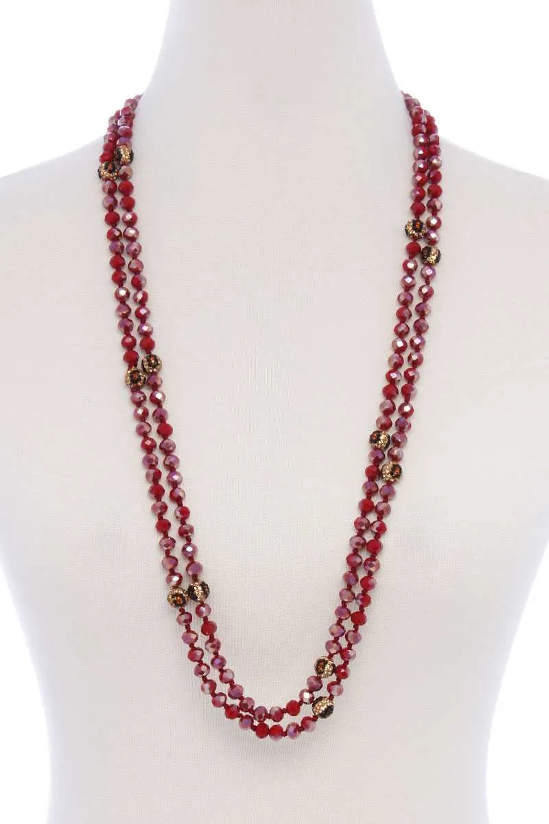Glass Bead 2 Layered Long Necklace