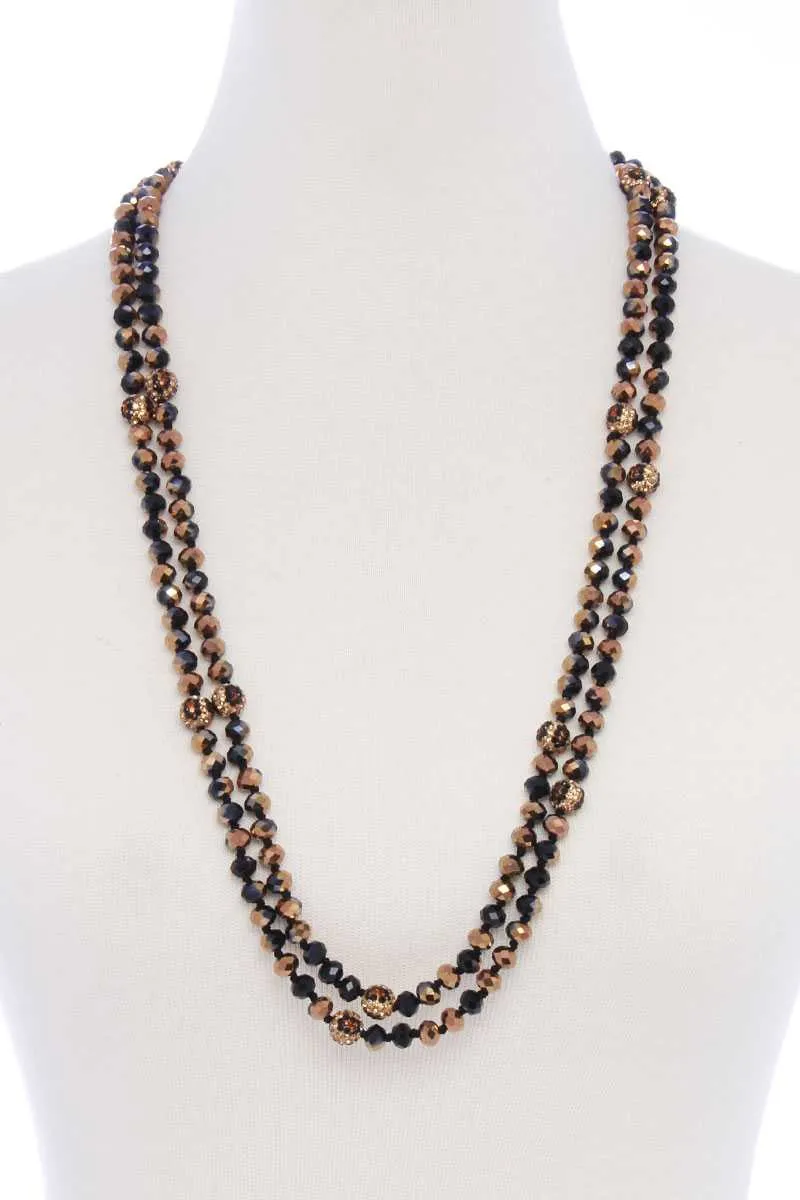 Glass Bead 2 Layered Long Necklace
