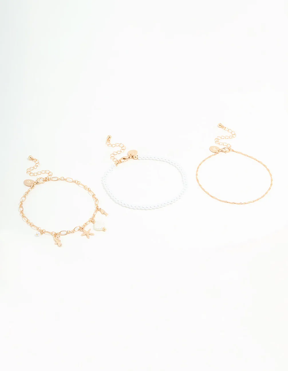 Gold Pearl Sea Anklets 3-Pack