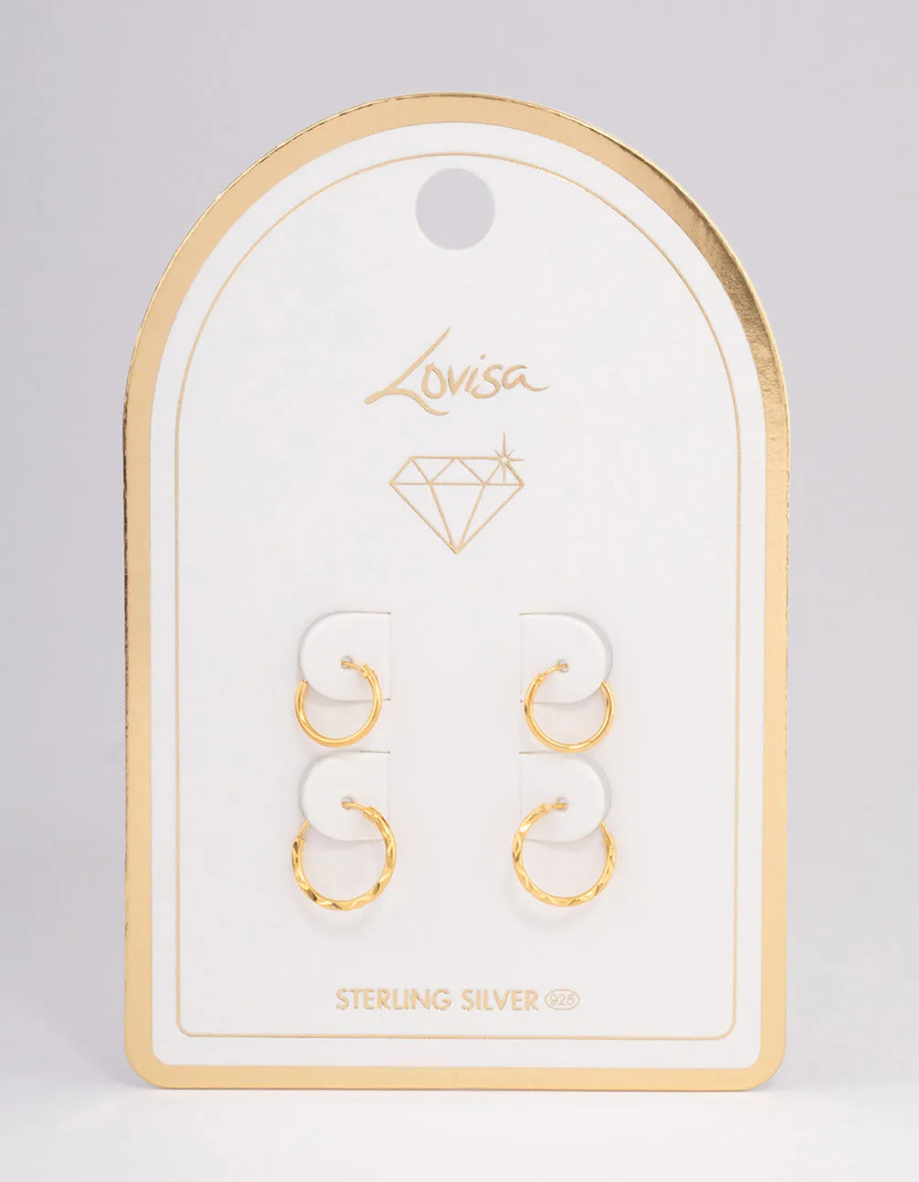 Gold Plated Sterling Silver Spiral Hoop Earring Pack