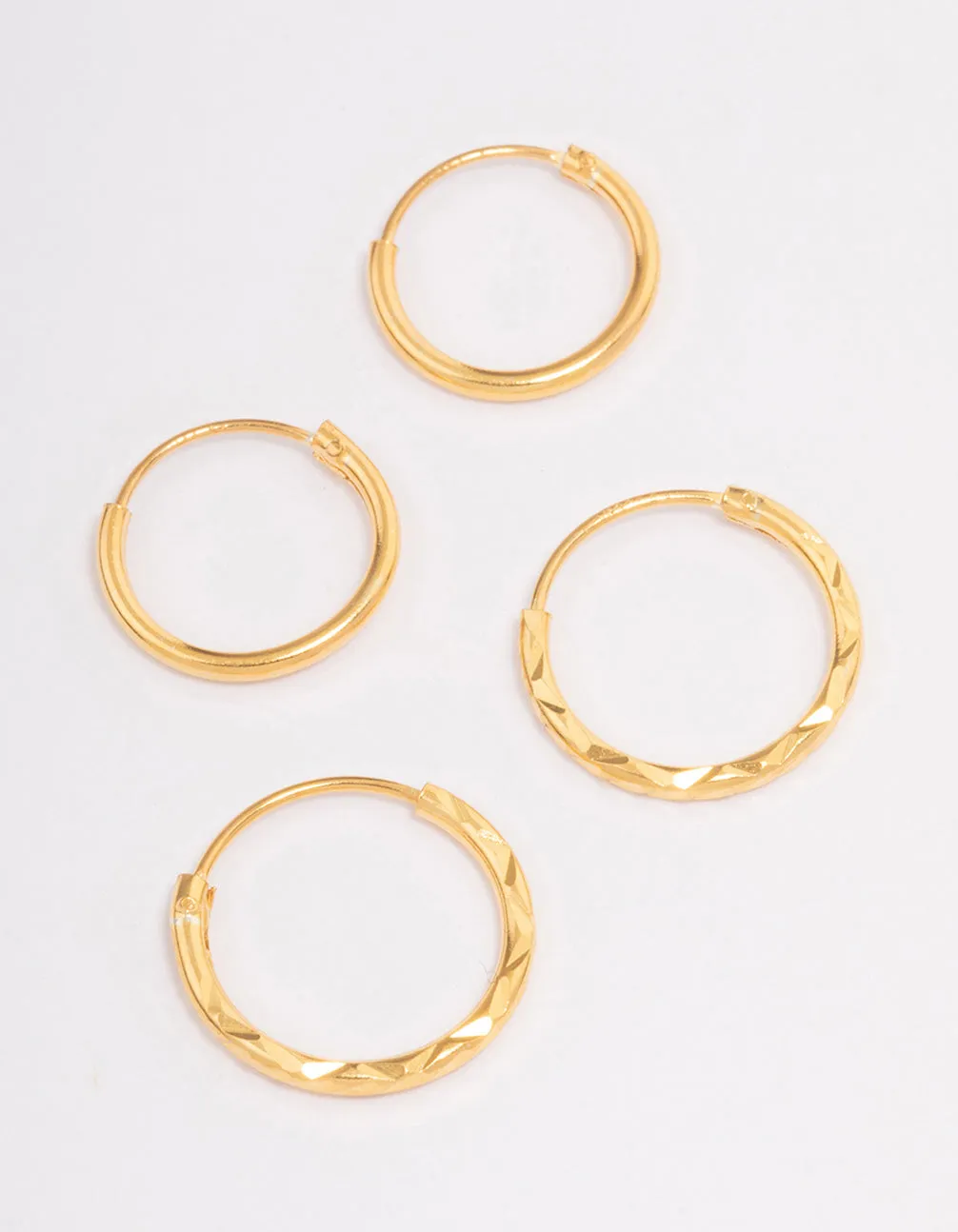Gold Plated Sterling Silver Spiral Hoop Earring Pack