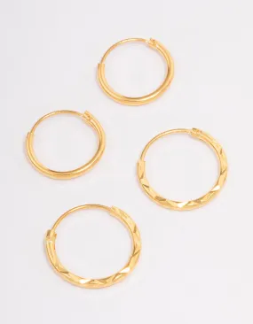 Gold Plated Sterling Silver Spiral Hoop Earring Pack