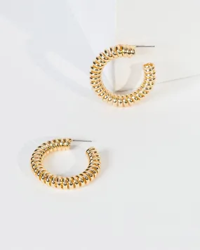 Gold Spiral Metal Hoop Earrings