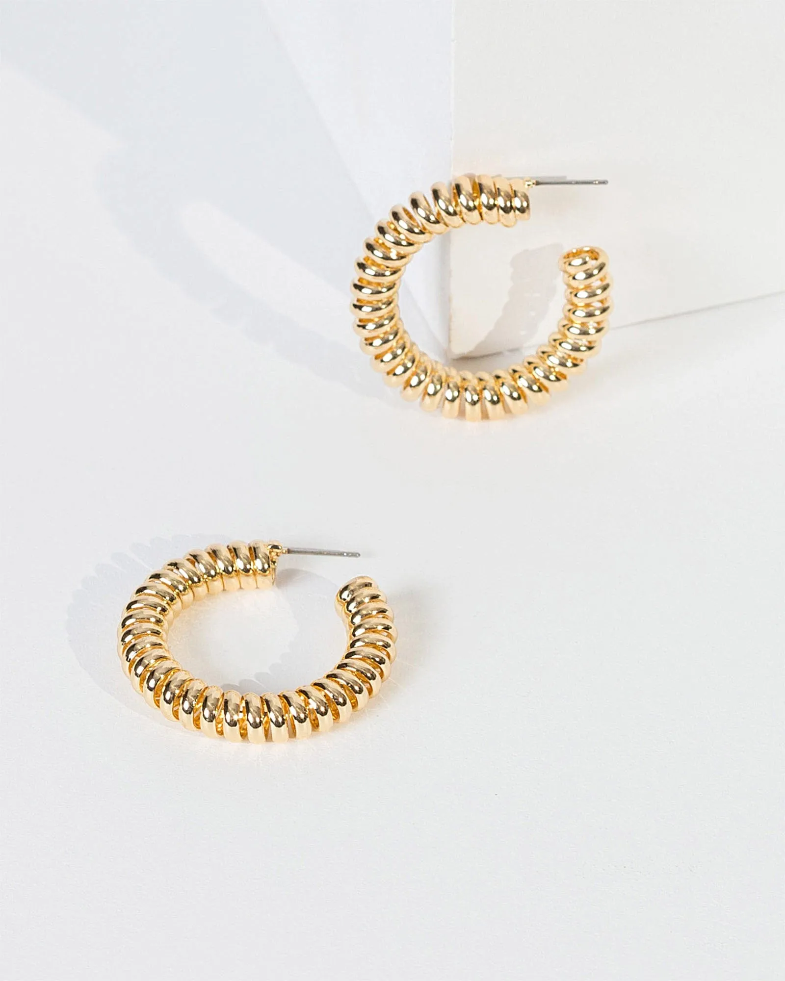 Gold Spiral Metal Hoop Earrings