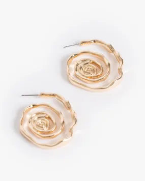 Gold Textural Spiral Hoop Earrings
