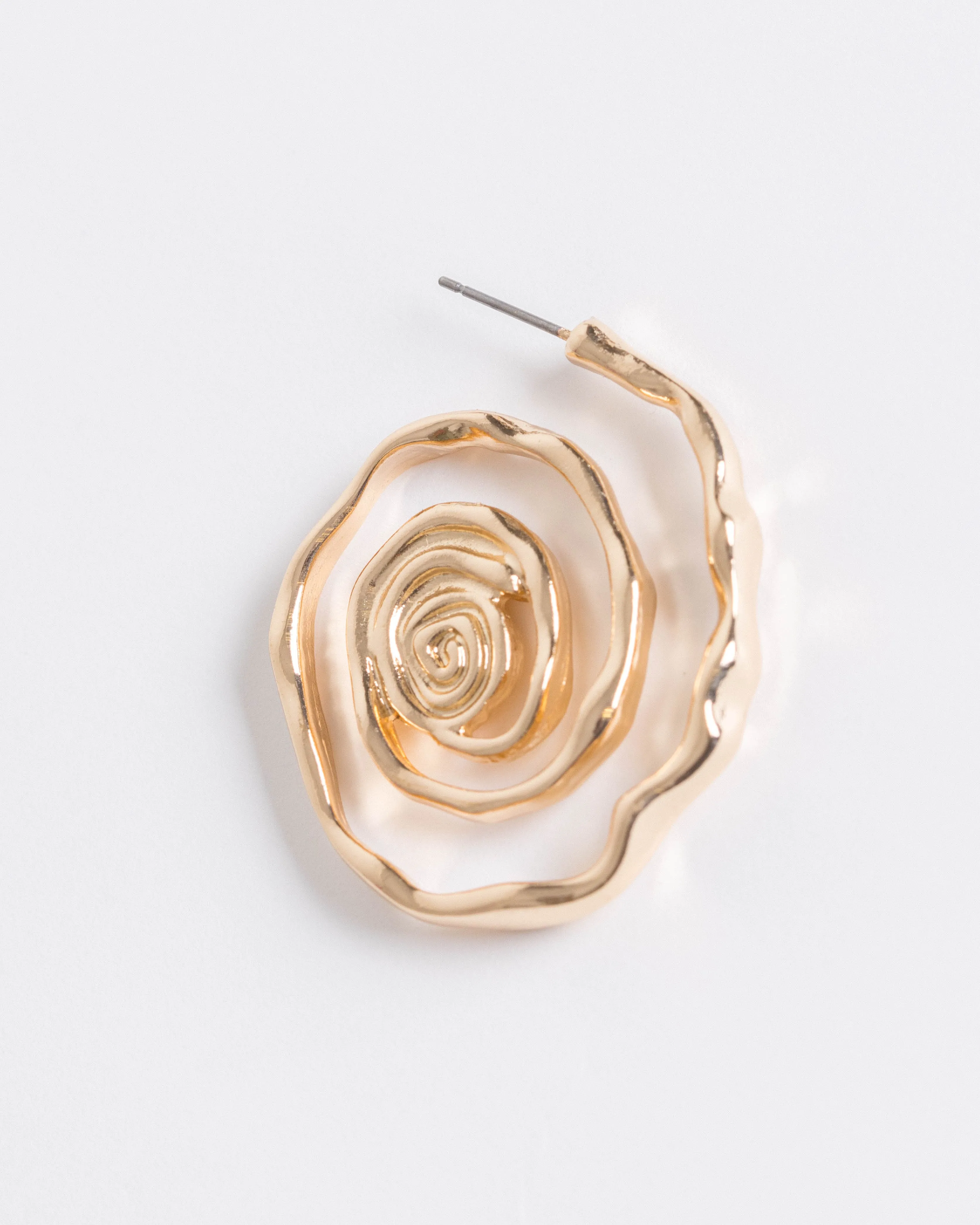 Gold Textural Spiral Hoop Earrings