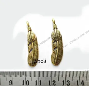 Golden feather Charm long feather motif dreamcatcher charm CHMG48