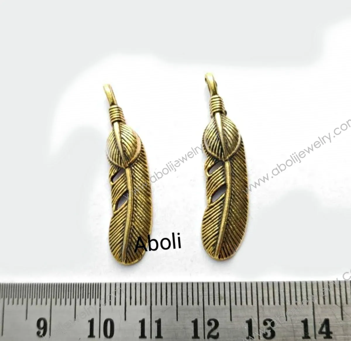 Golden feather Charm long feather motif dreamcatcher charm CHMG48