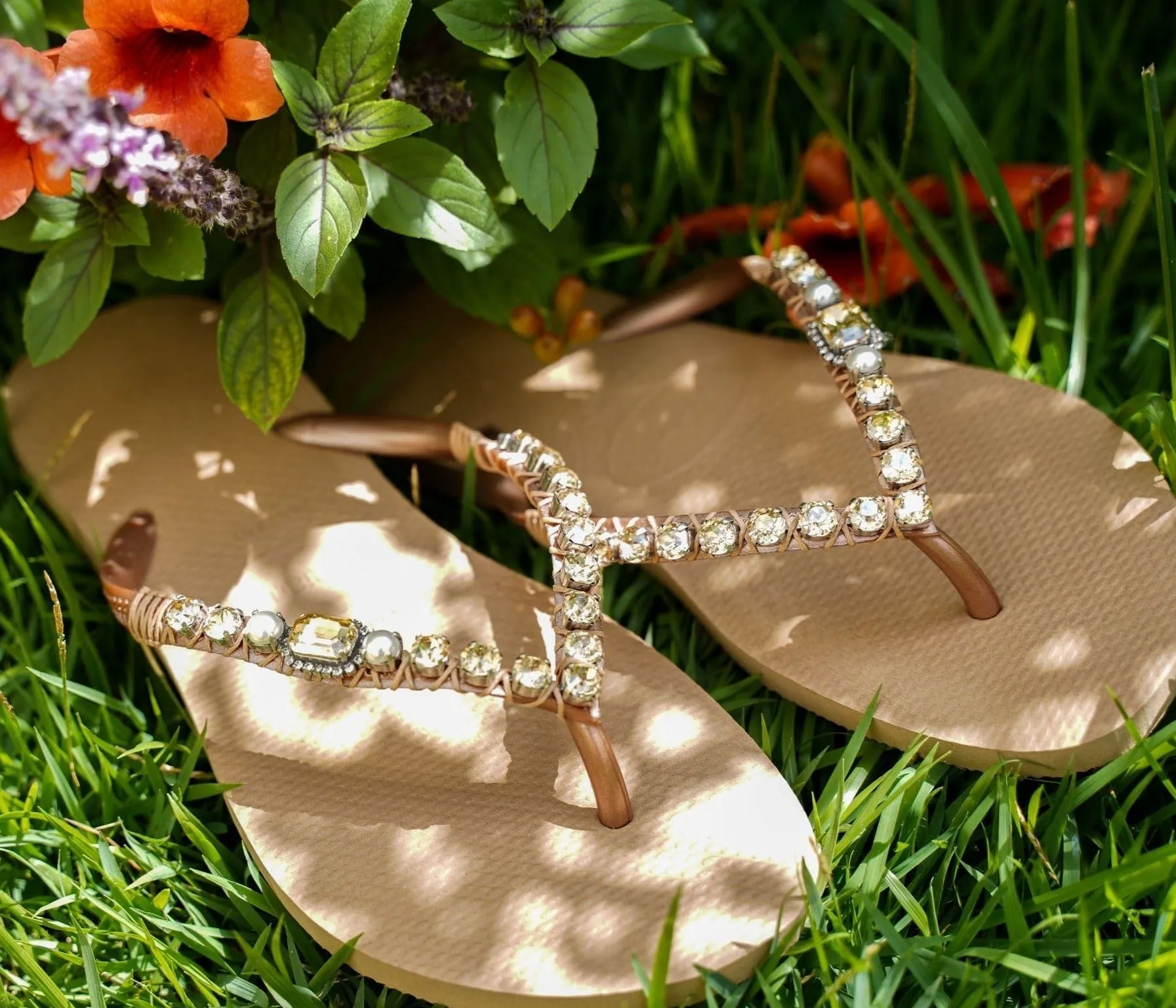 Golden Pearl Flip Flops