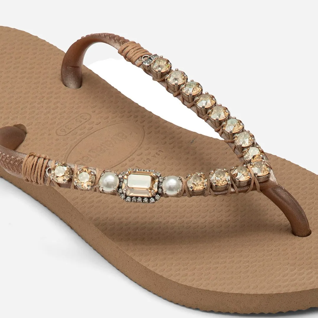 Golden Pearl Flip Flops