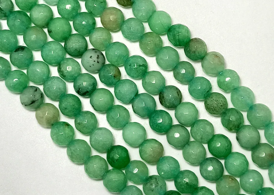 Green Faceted Spherical Jade Quartz Stones