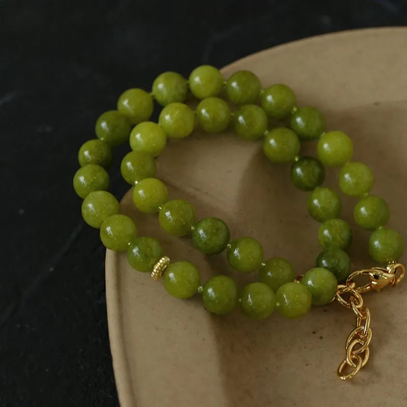 Green Grape Stone Beaded Necklace