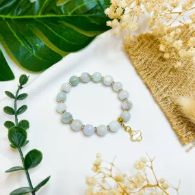 Green Jade (18k Gold Plated Clover) Crystal Bracelet