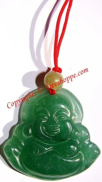 Green Jade Buddhist Laughing buddha Amulet pendant
