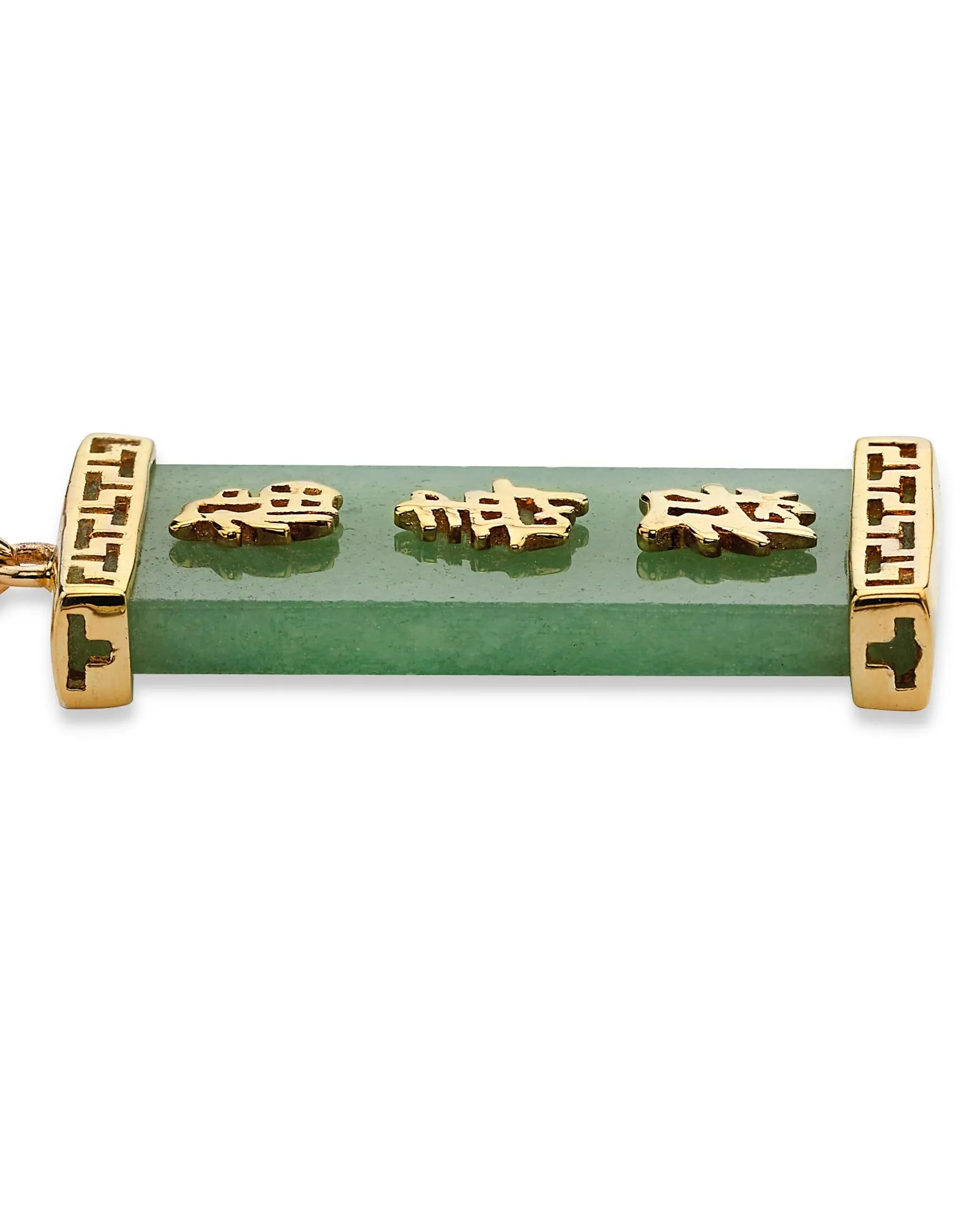 Green Jade Good Luck Pendant in 14k Gold Plated .925 Sterling Silver | Green