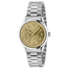 Gucci G-Timeless 32mm Gold Dial with Bees Stainless Steel Ladies Watch YA1265035