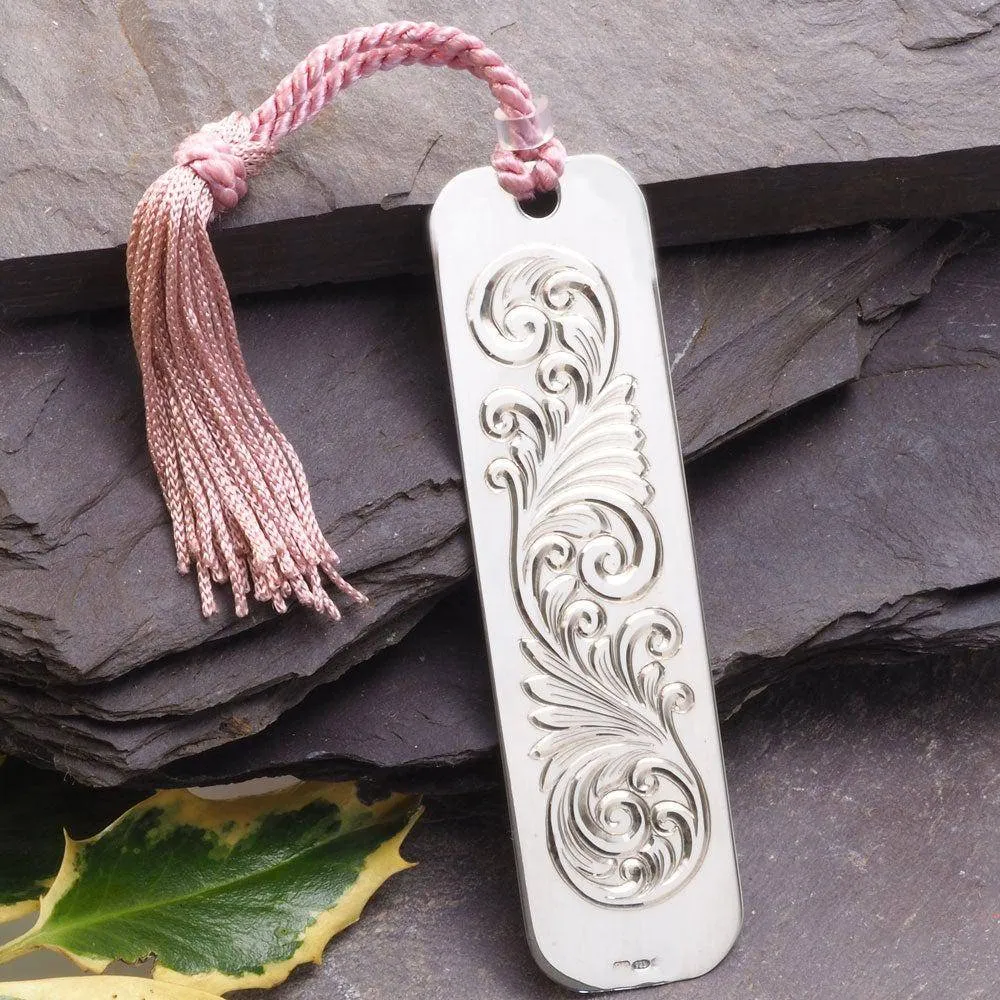 Hand Engraved Scroll Sterling Silver Bookmark