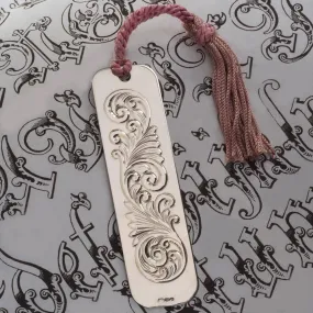 Hand Engraved Scroll Sterling Silver Bookmark