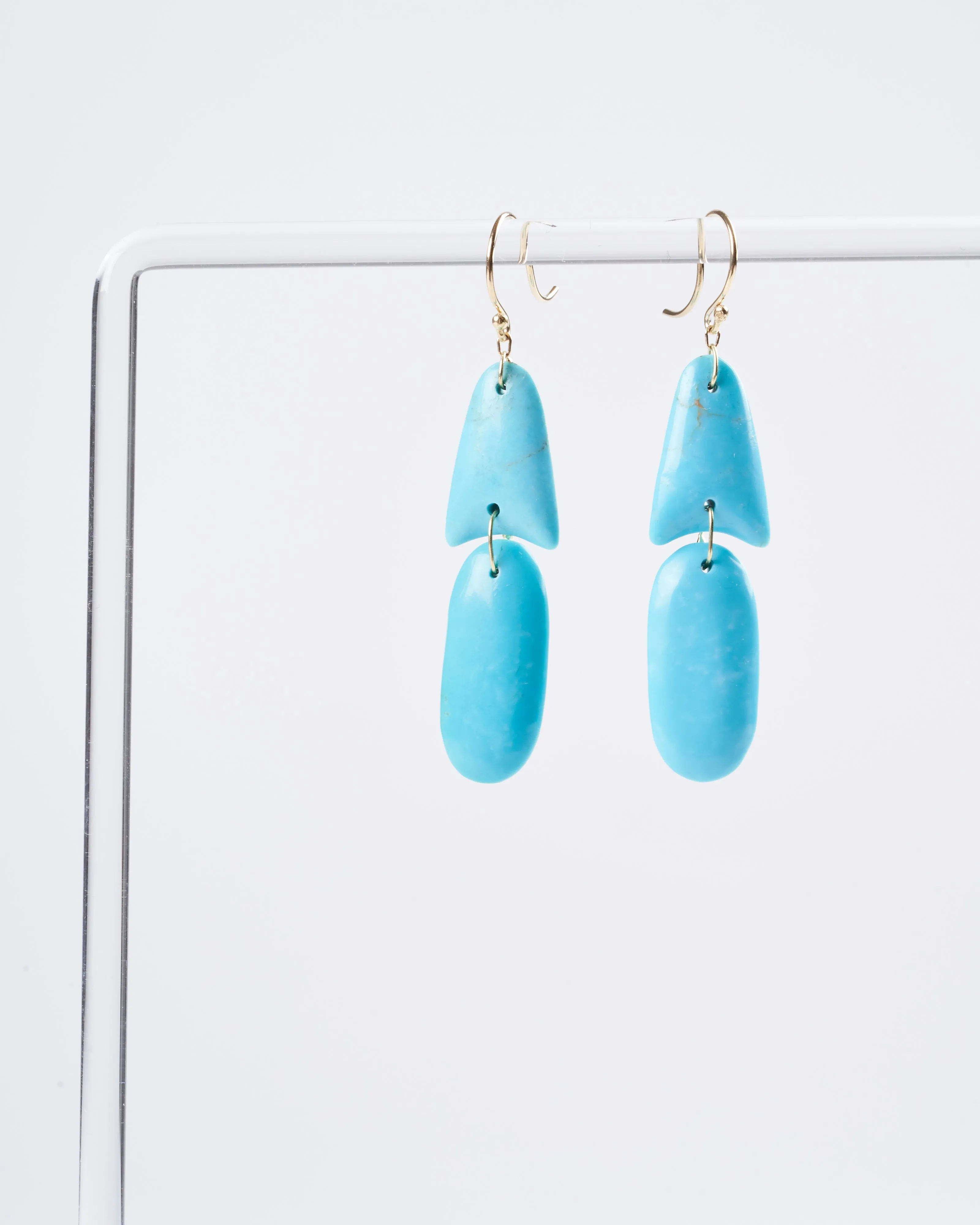 handcut arrowhead earrings turquoise w/18k - blue