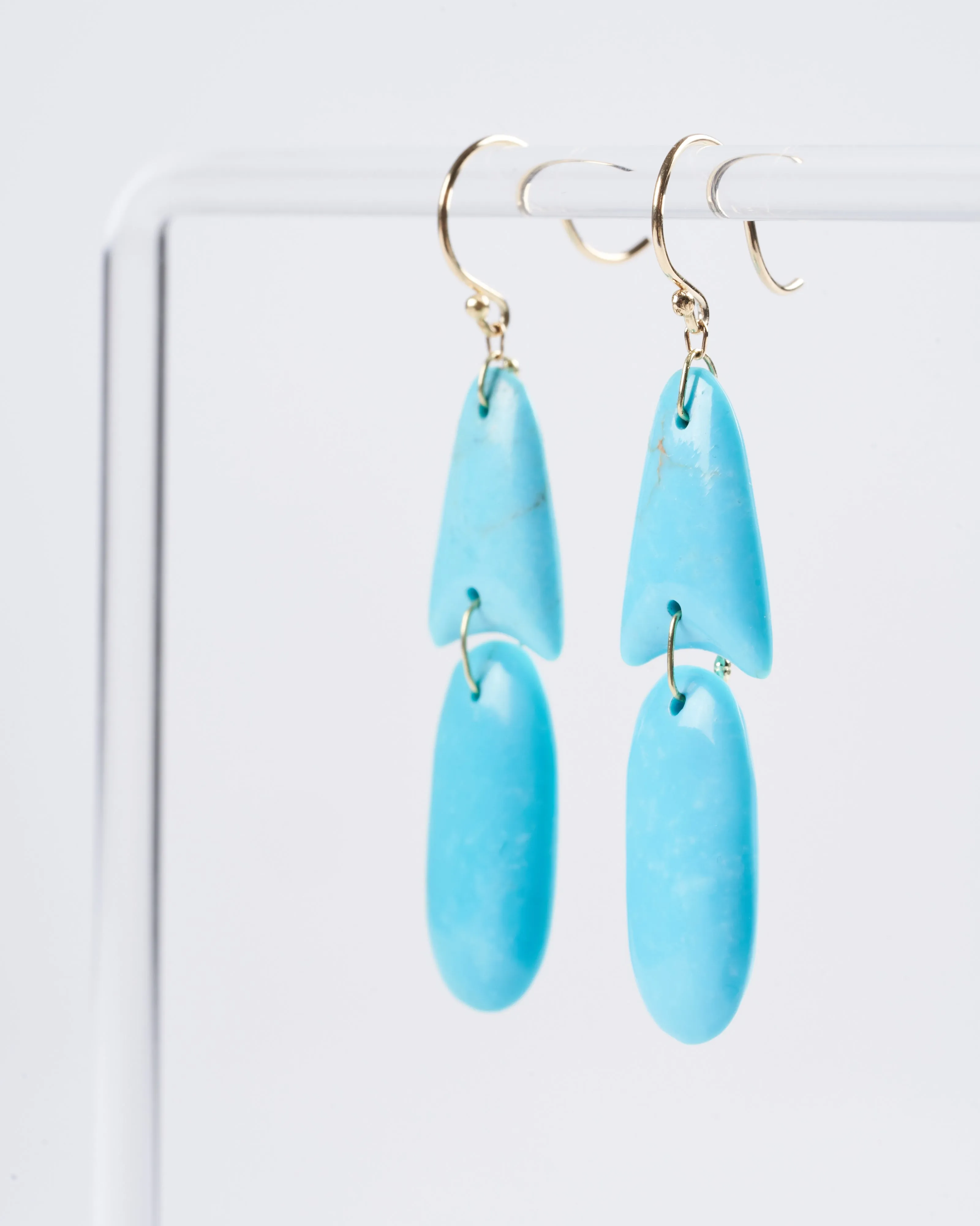 handcut arrowhead earrings turquoise w/18k - blue