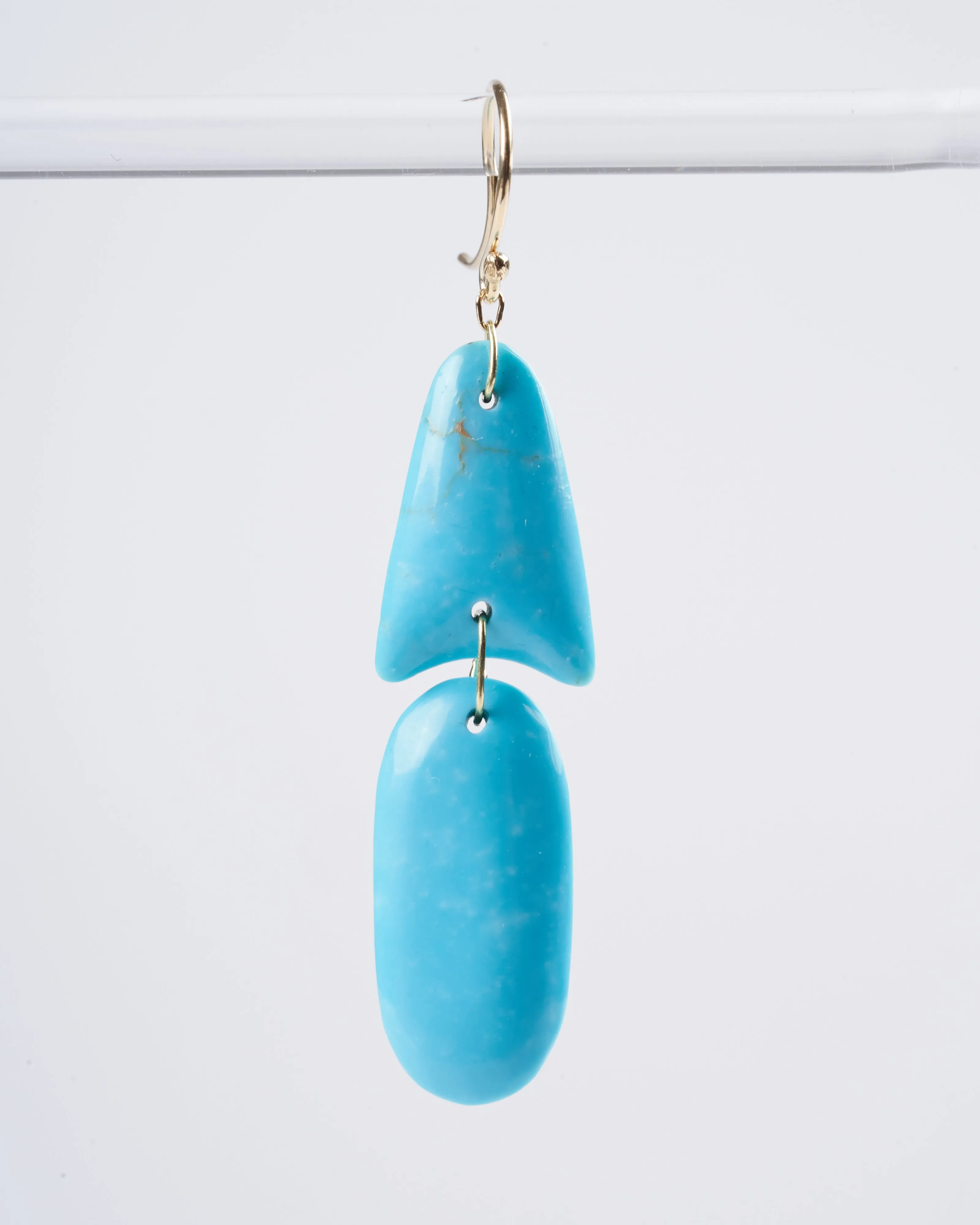 handcut arrowhead earrings turquoise w/18k - blue