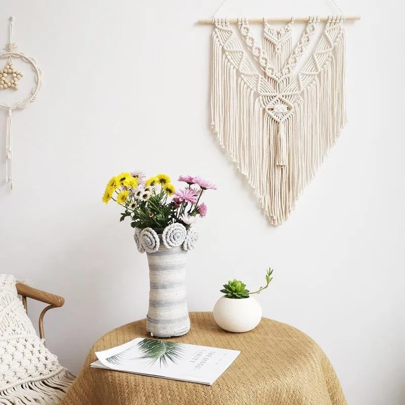Handmade Macrame Boho Wall Hanging Art Decor with Tassel
