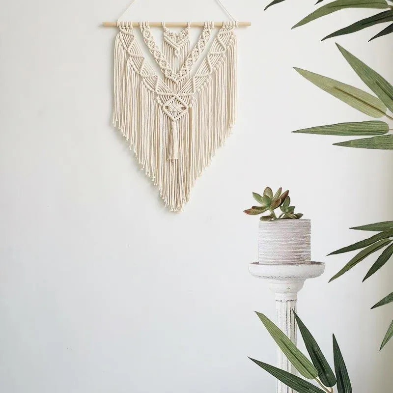 Handmade Macrame Boho Wall Hanging Art Decor with Tassel